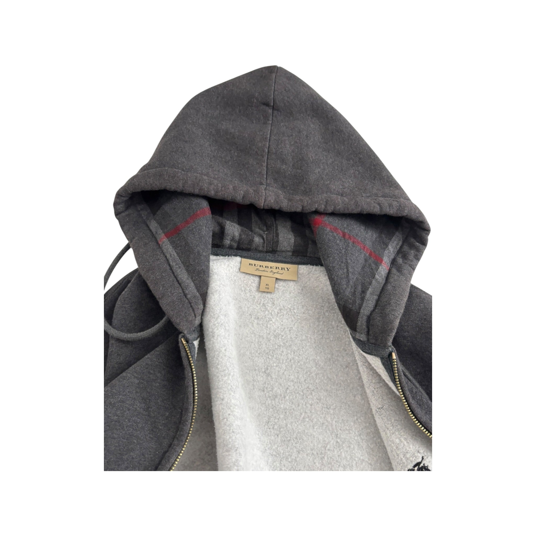 BURBERRY ZIP-UP CHECK HOODIE