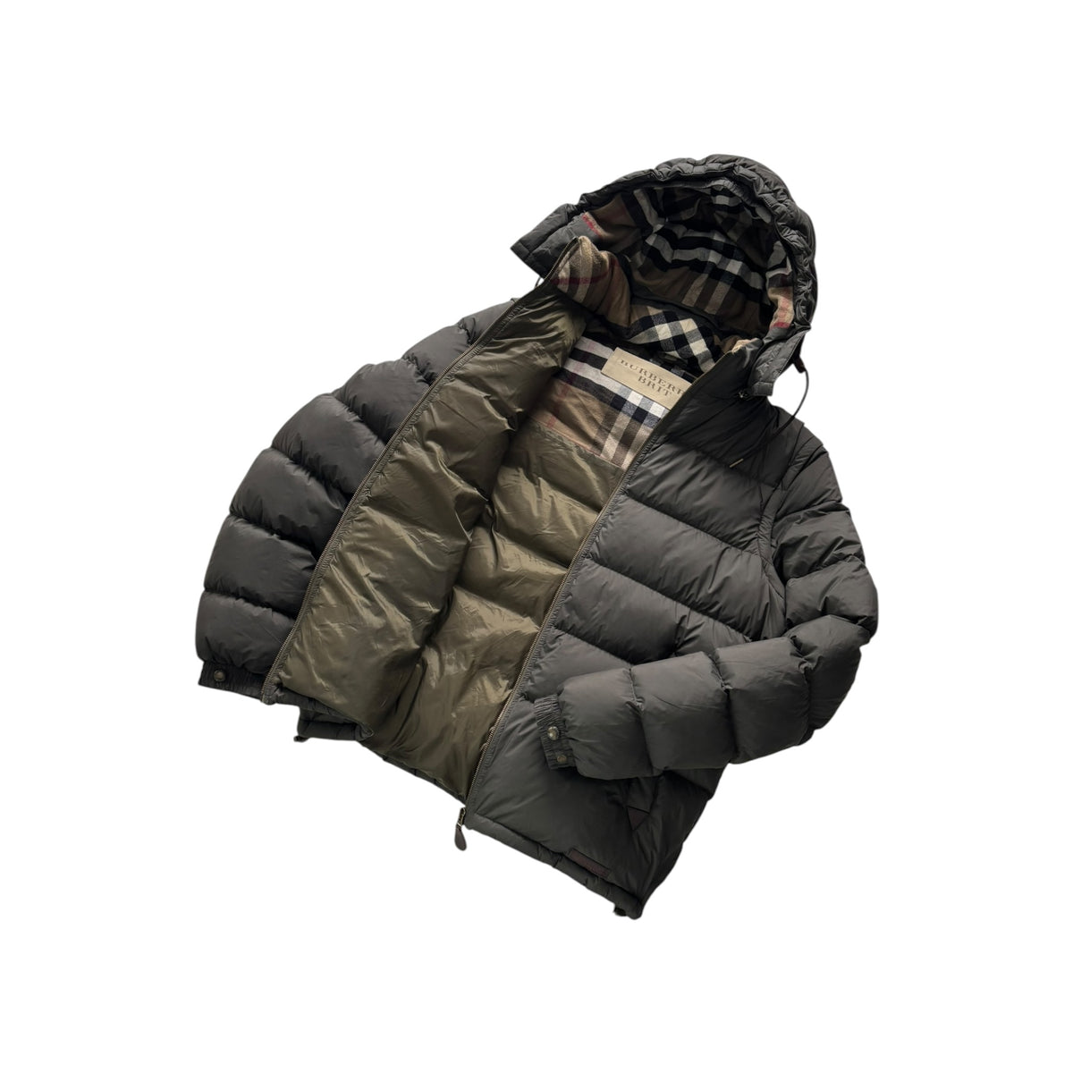 BURBERRY MONOGRAM CHECK COLLAR DOWN JACKET