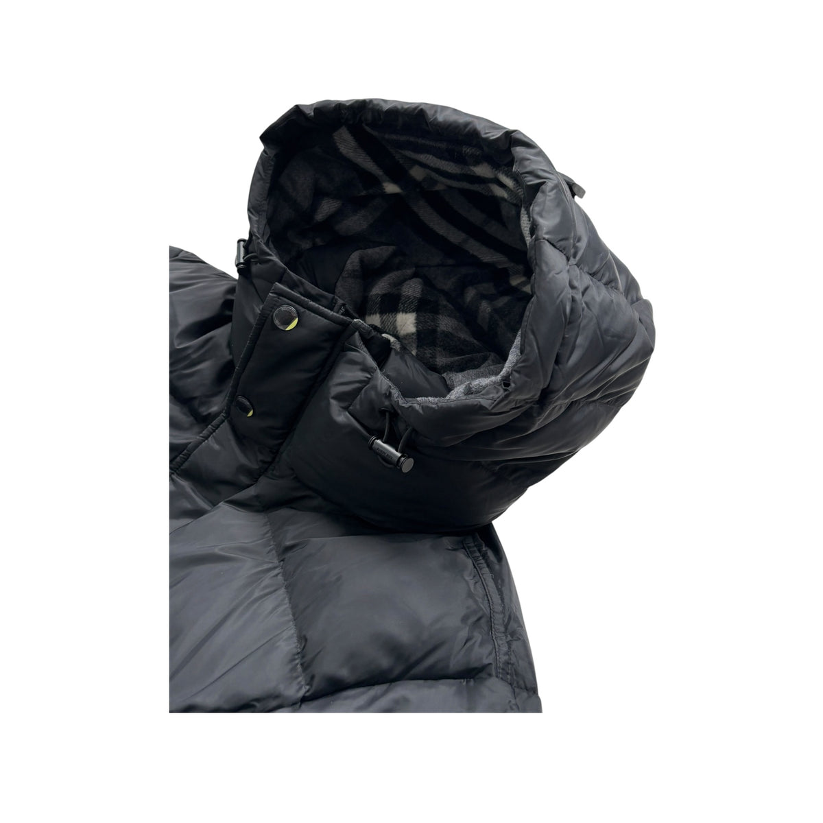 BURBERRY HALSBY CHECK COLLAR HOODED DOWN JACKET