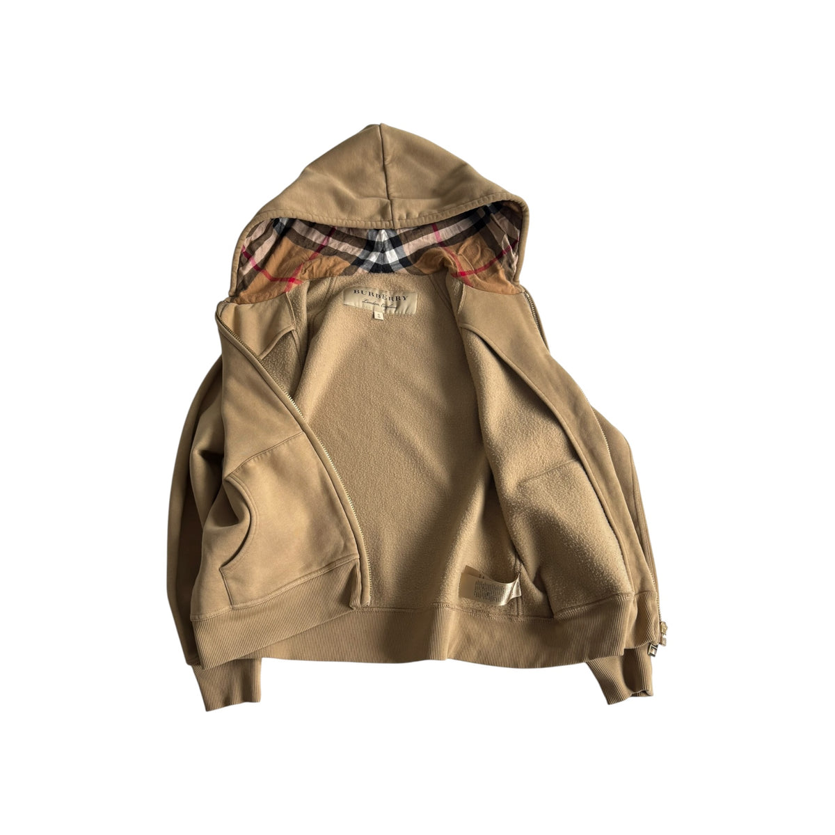 BURBERRY CHECK ZIP-UP HOODIE