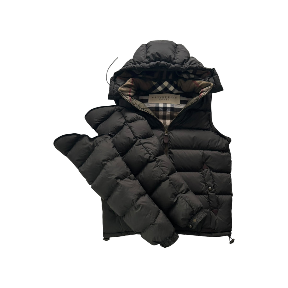 BURBERRY MONOGRAM CHECK COLLAR DOWN JACKET