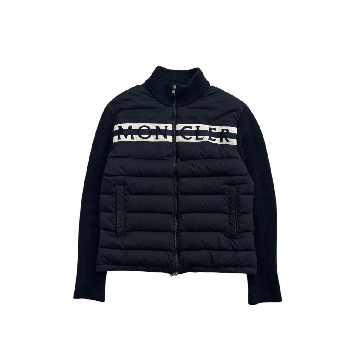 MONCLER LOGO EMBROIDERED PADDED CARDIGAN