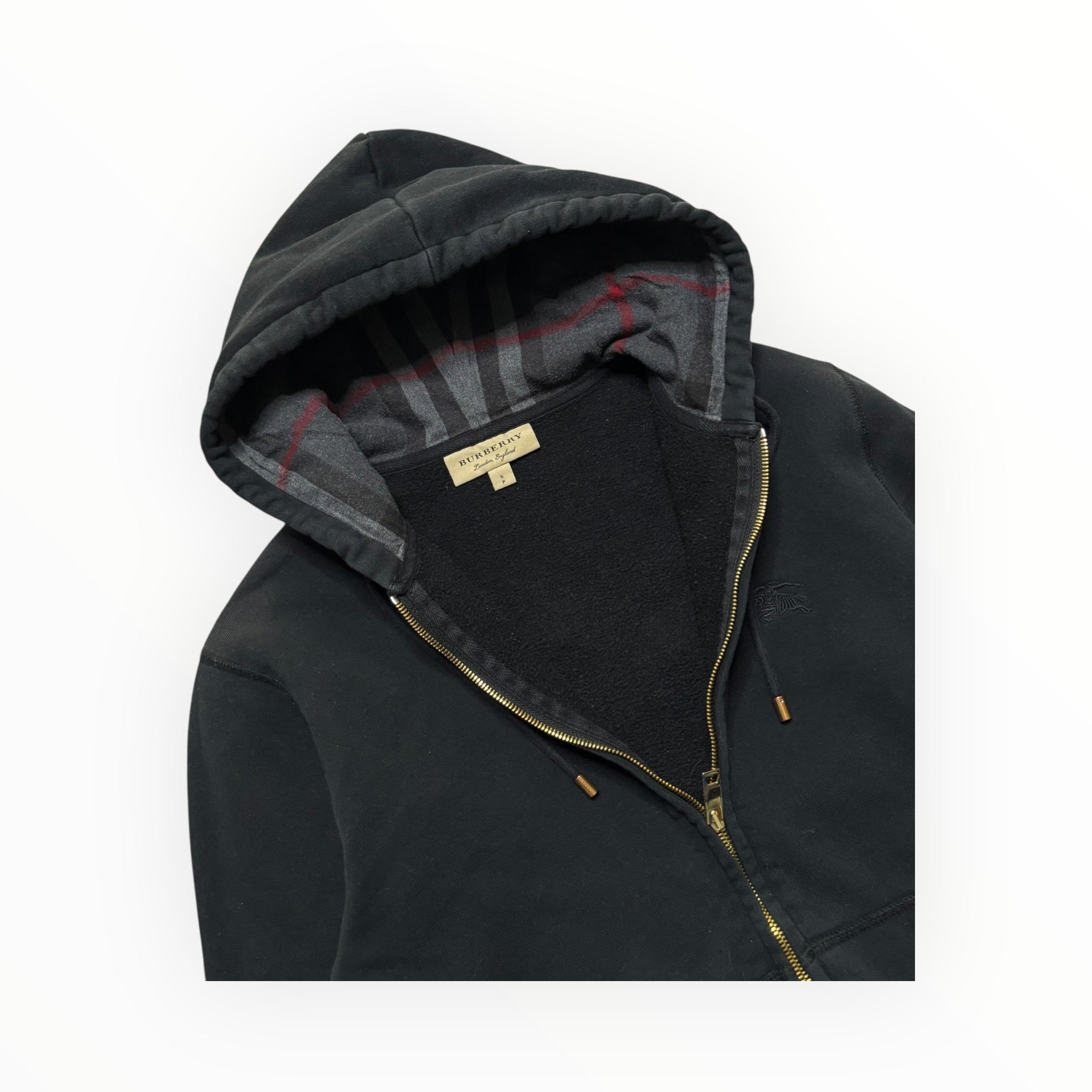 BURBERRY CHECK ZIP-UP HOODIE