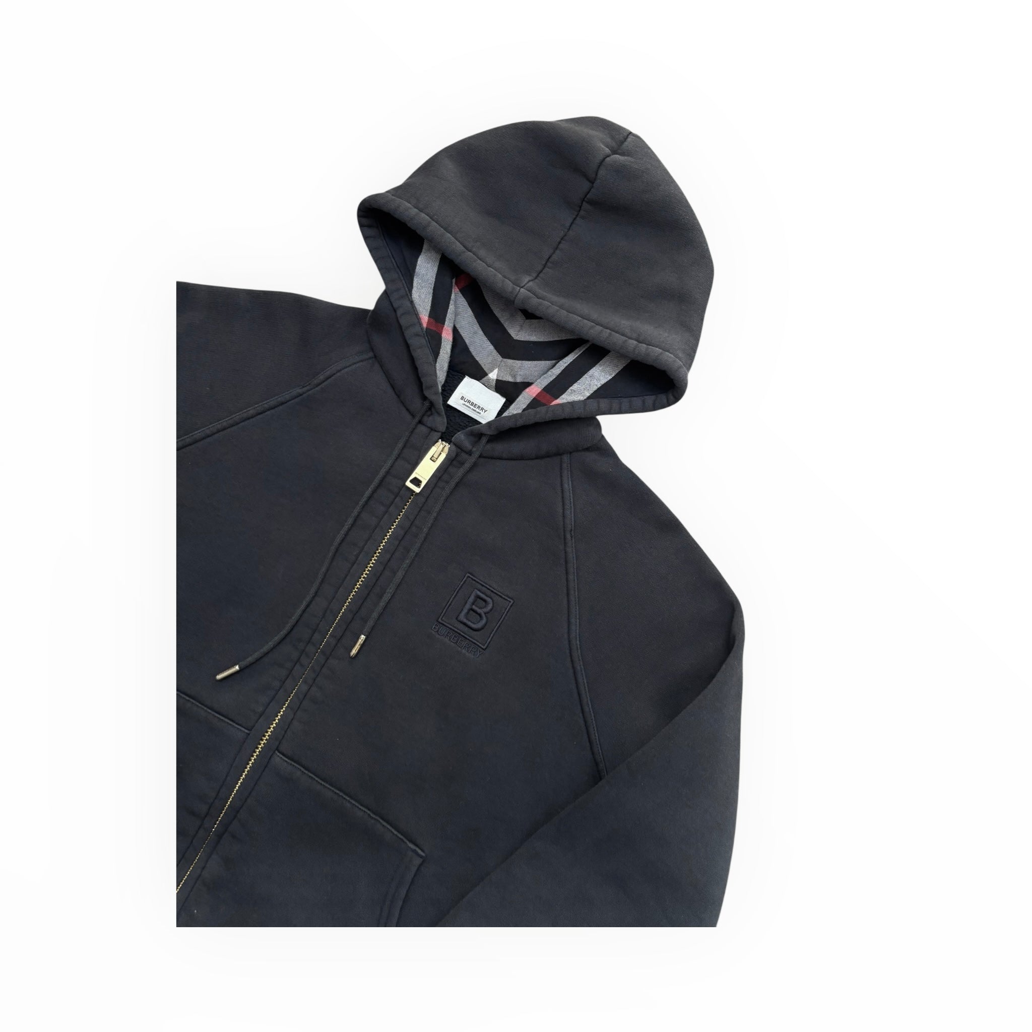 BURBERRY CHECK ZIP UP HOODIE