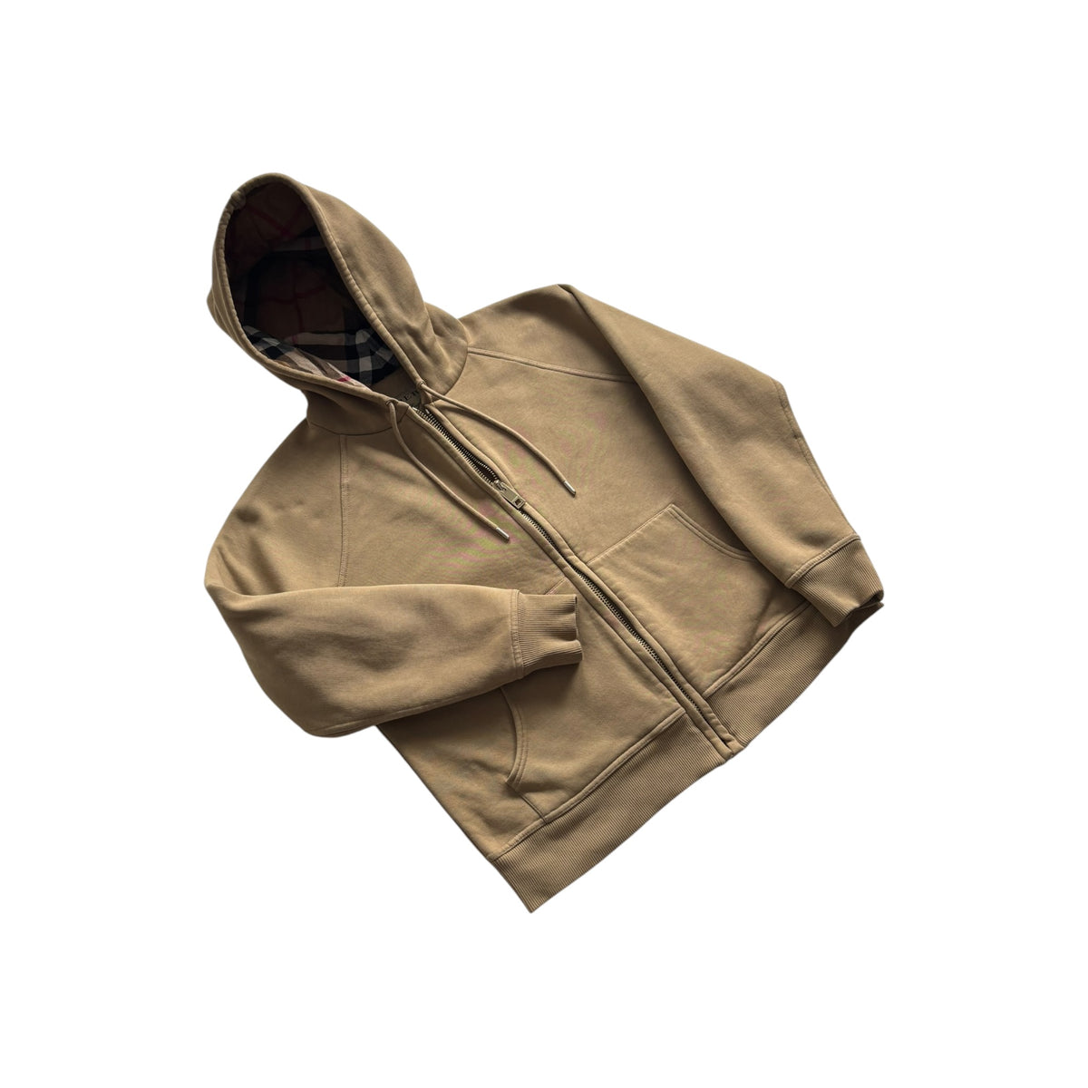 BURBERRY CHECK ZIP-UP HOODIE