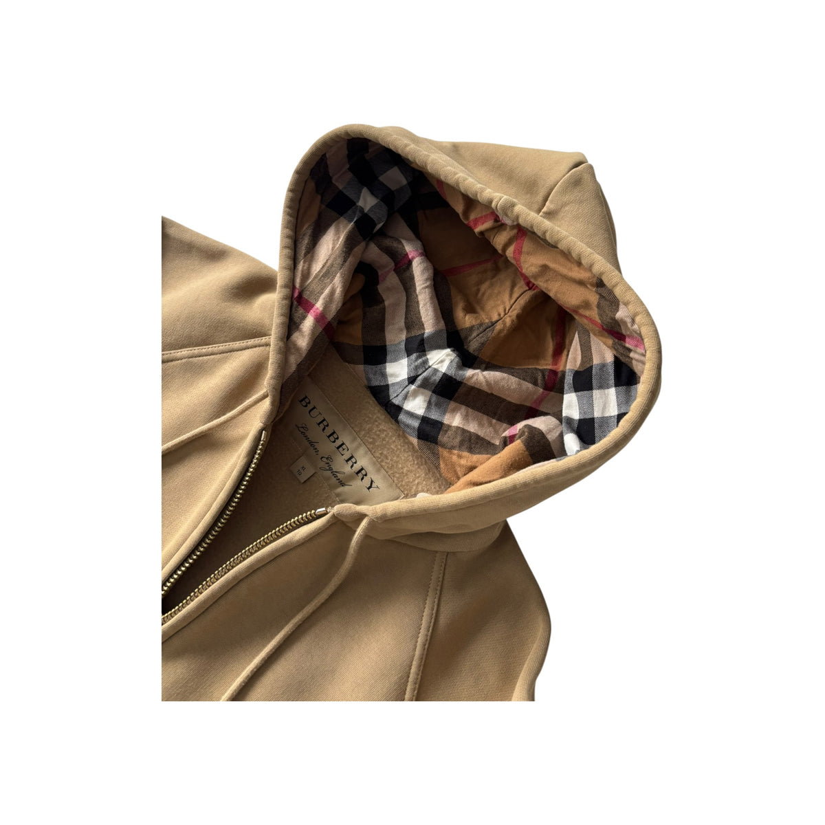 BURBERRY CHECK ZIP-UP HOODIE