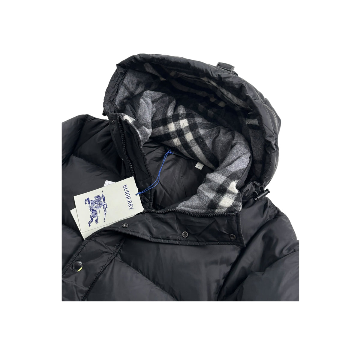 BURBERRY HALSBY CHECK COLLAR HOODED DOWN JACKET