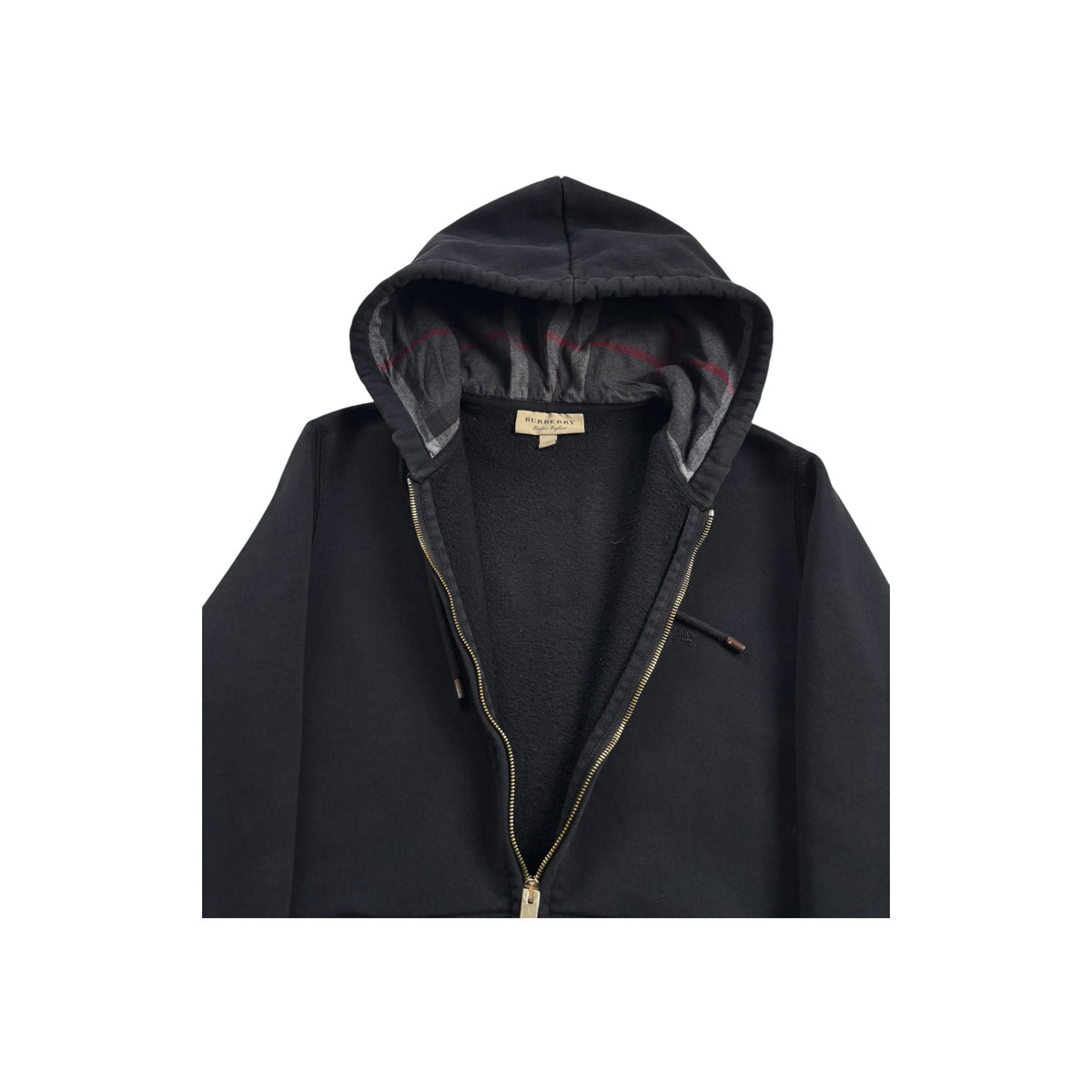 BURBERRY CHECK ZIP-UP HOODIE