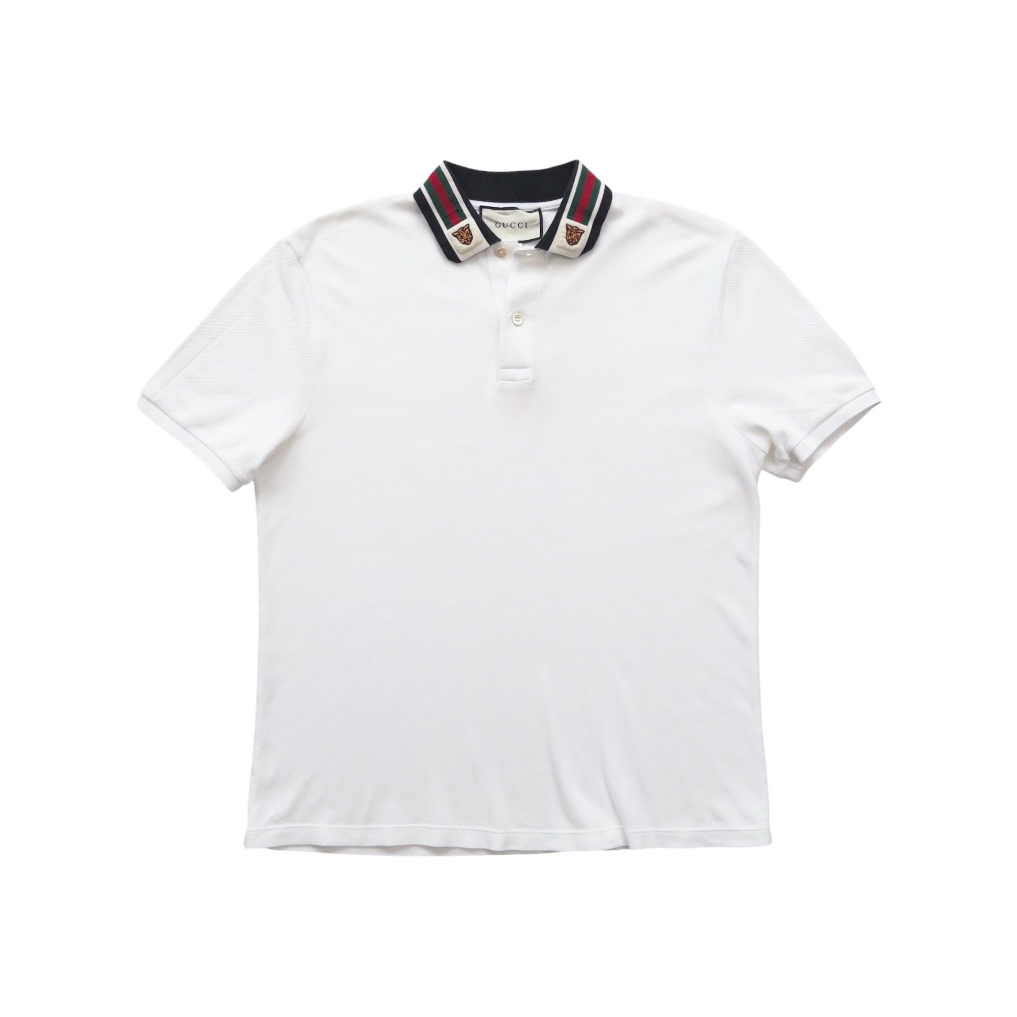 GUCCI WEB STRIPE COLLAR POLO T-SHIRT