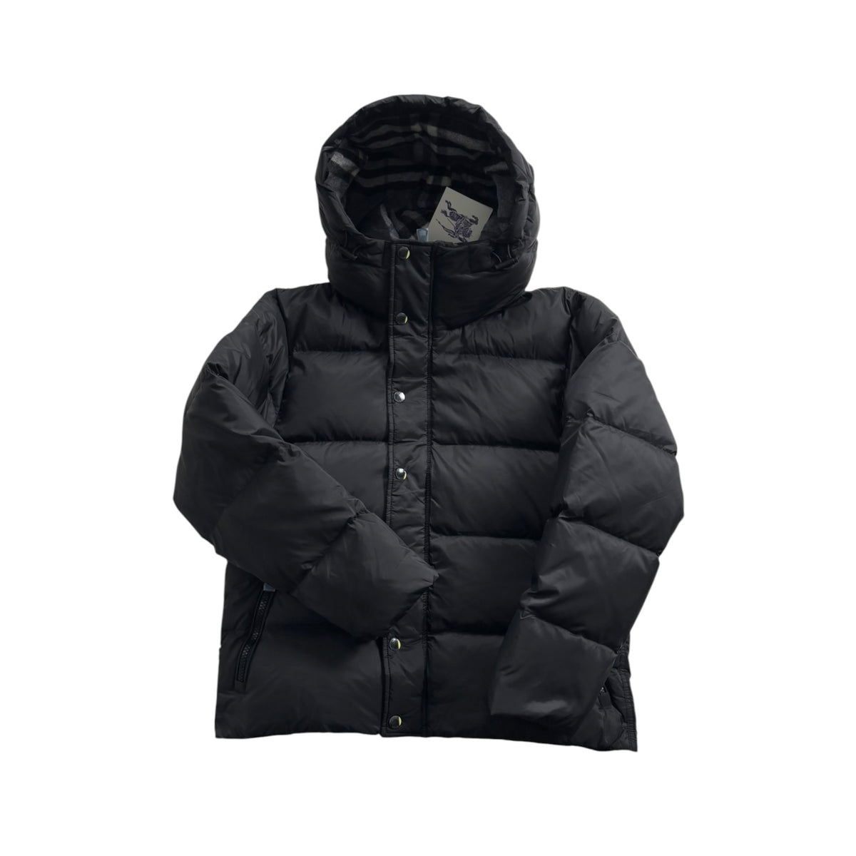BURBERRY HALSBY CHECK COLLAR HOODED DOWN JACKET
