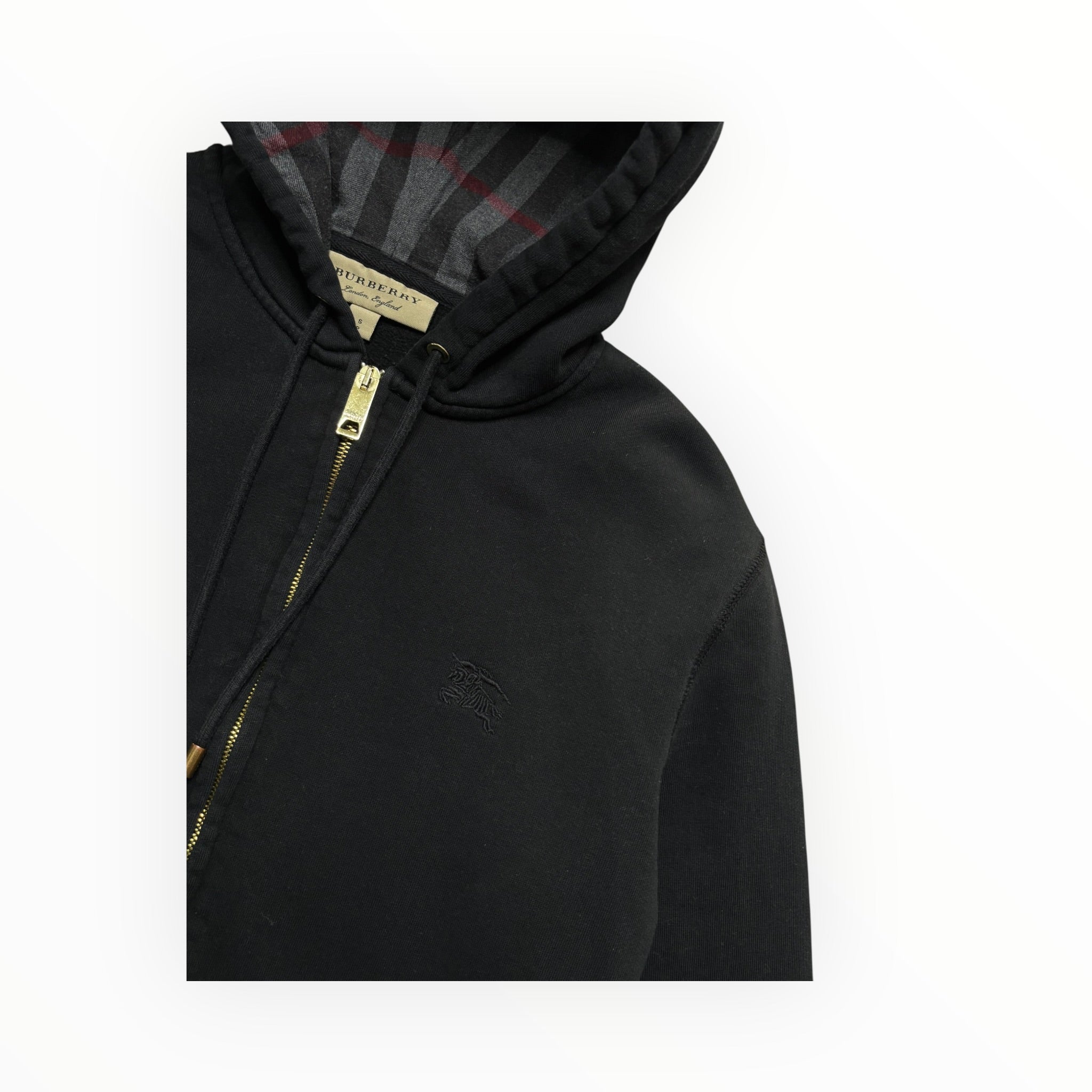 BURBERRY CHECK ZIP-UP HOODIE