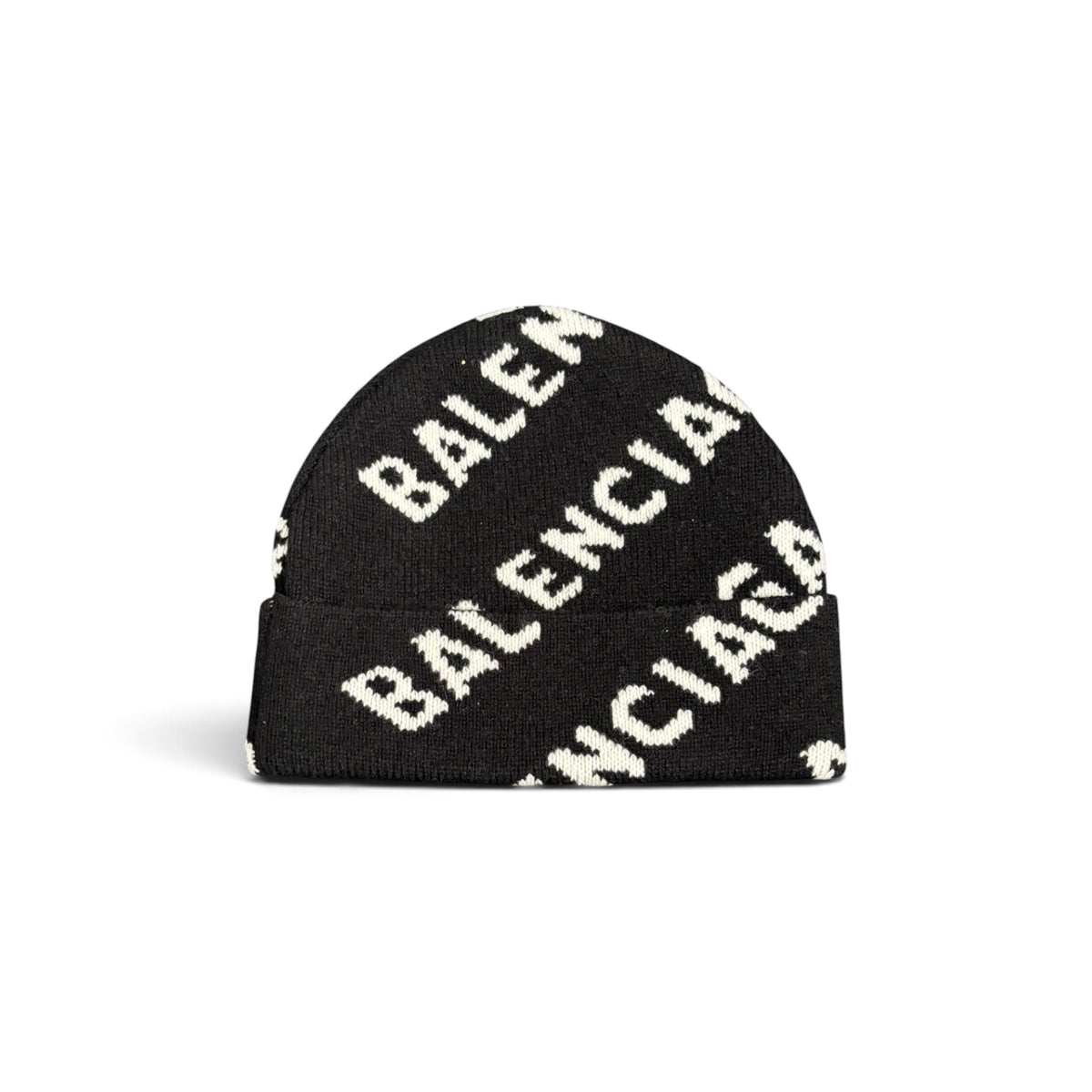 BALENCIAGA ALL OVER TEXT LOGO BEANIE