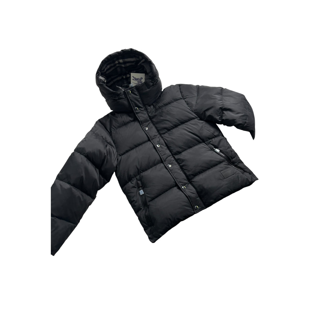 BURBERRY HALSBY CHECK COLLAR HOODED DOWN JACKET