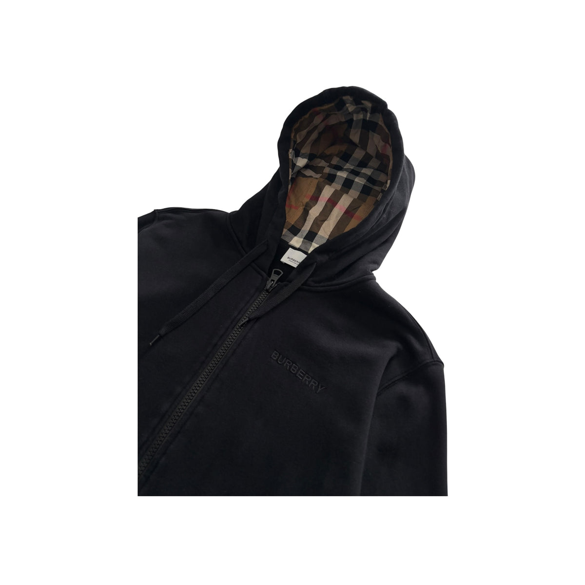 BURBERRY CHECK HOOD ZIP-UP HOODIE