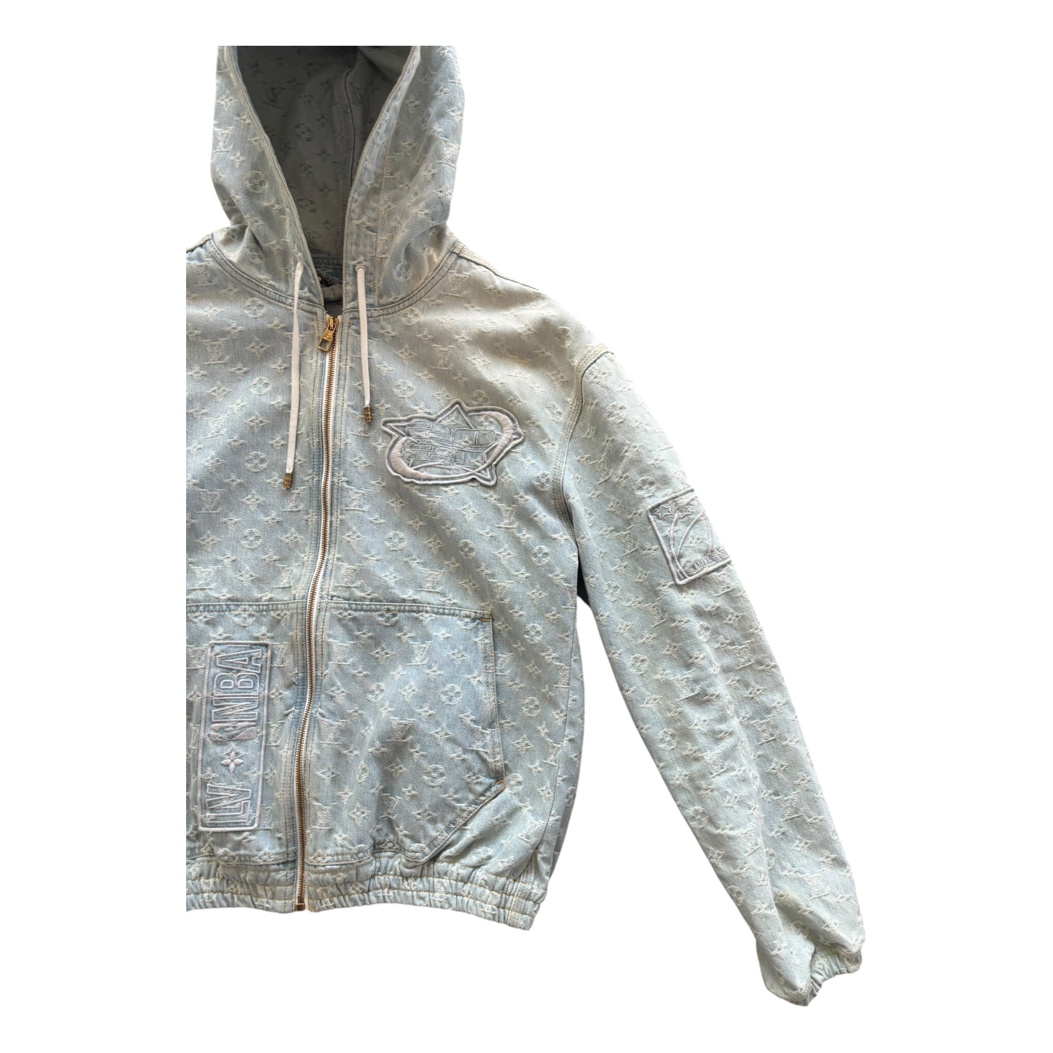 LOUIS VUITTON X NBA HOODED DENIM JACKET