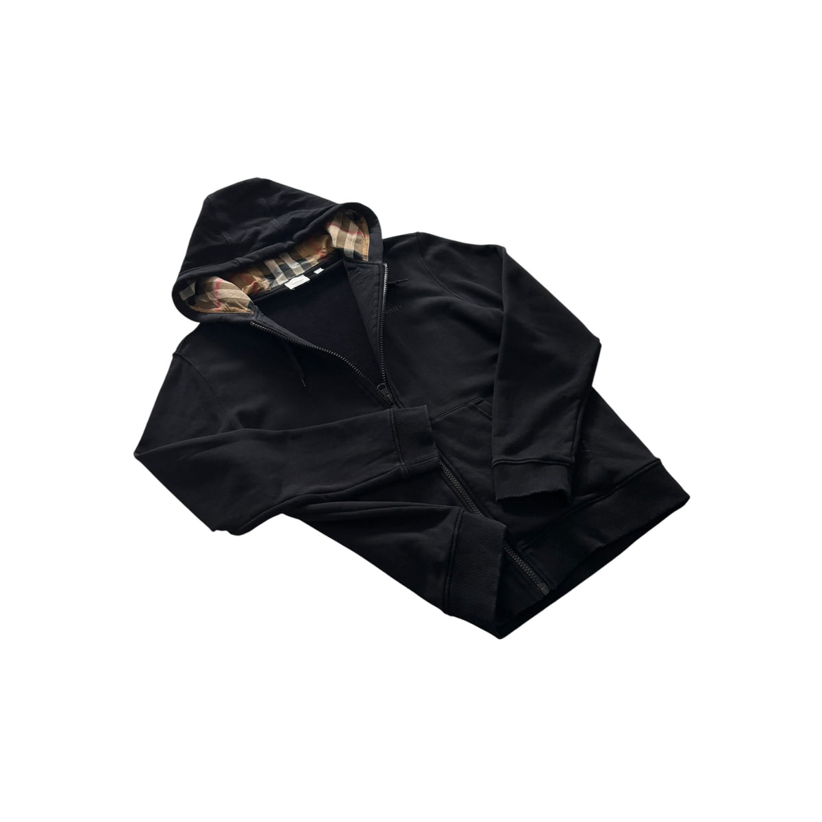 BURBERRY CHECK HOOD ZIP-UP HOODIE