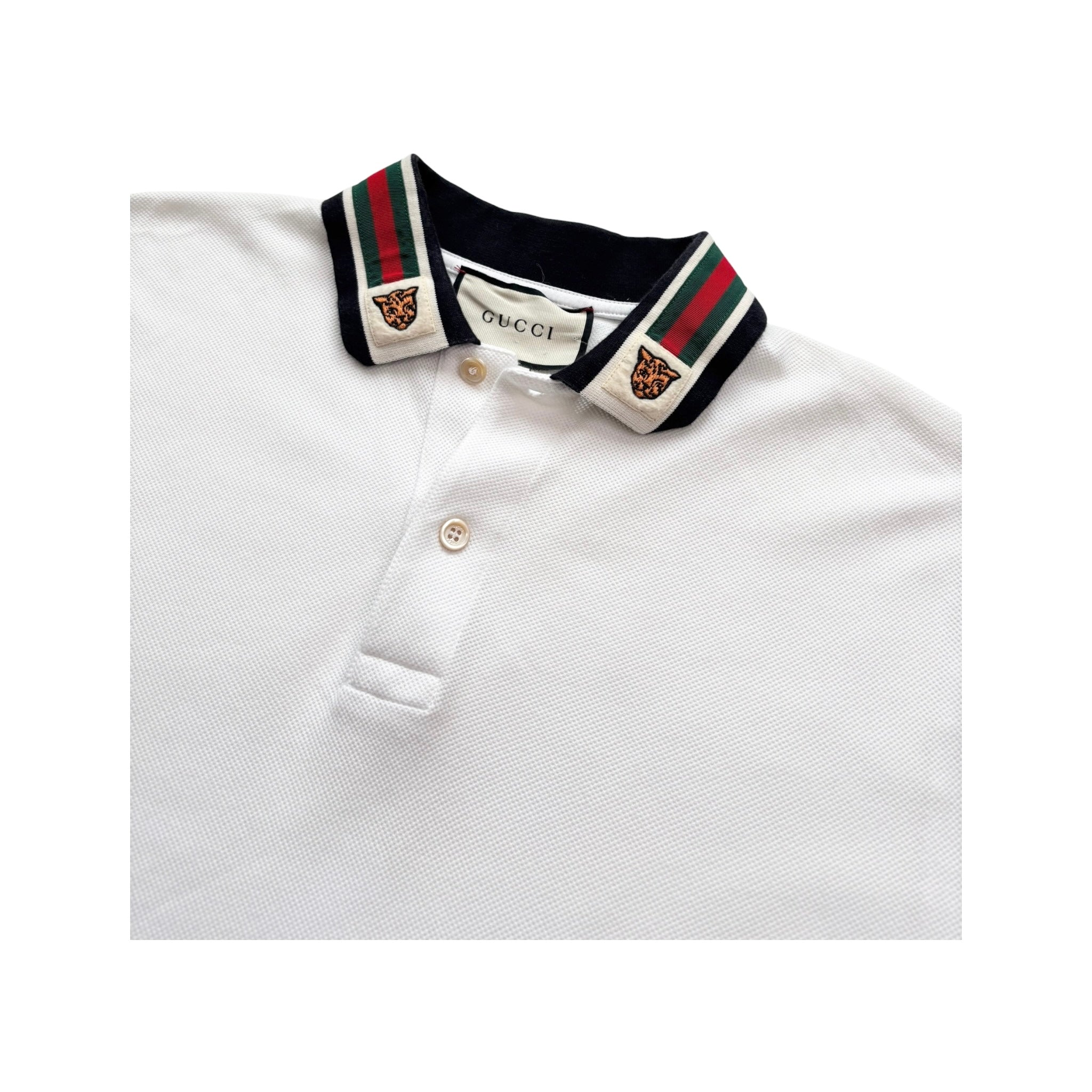 GUCCI WEB STRIPE COLLAR POLO T-SHIRT