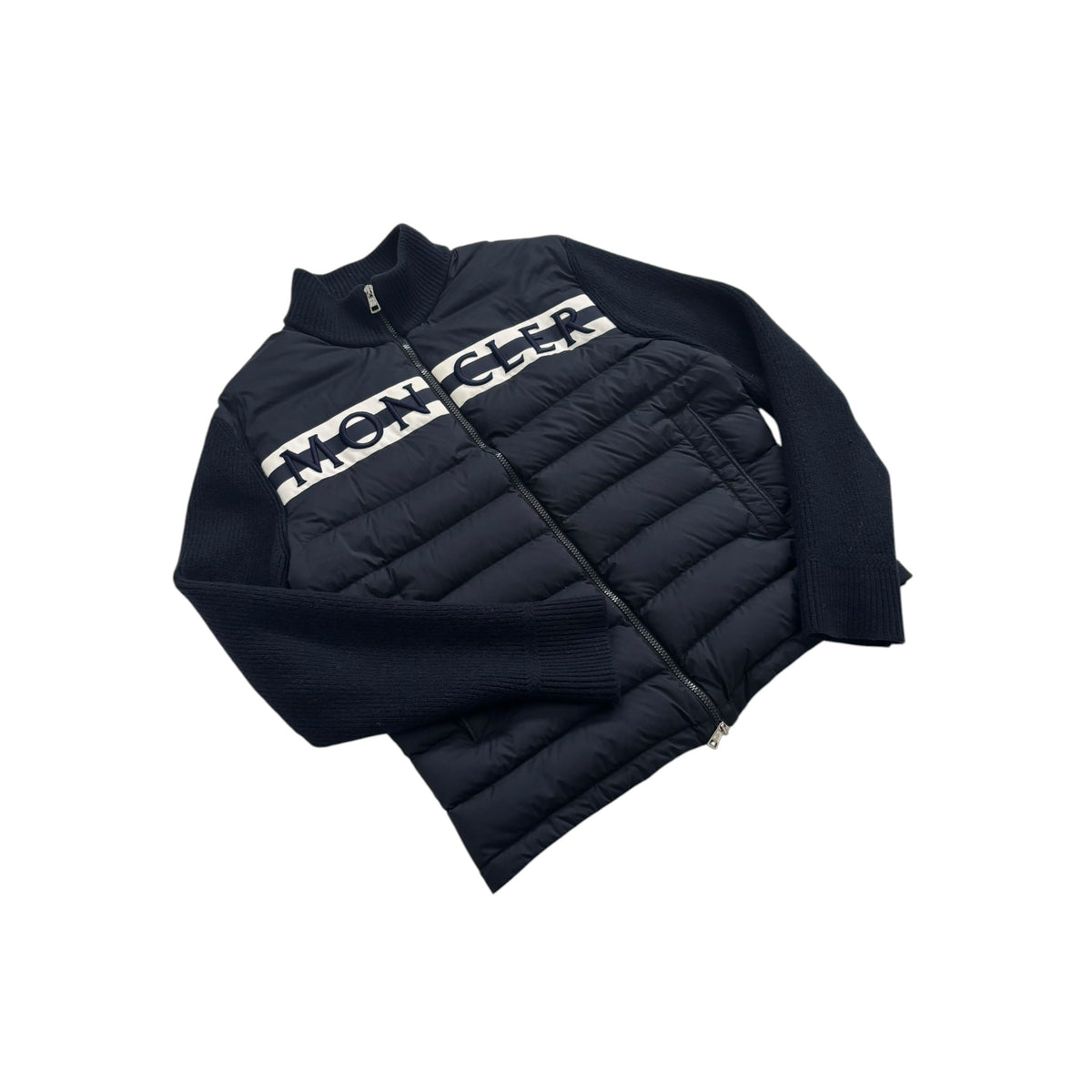 MONCLER LOGO EMBROIDERED PADDED CARDIGAN