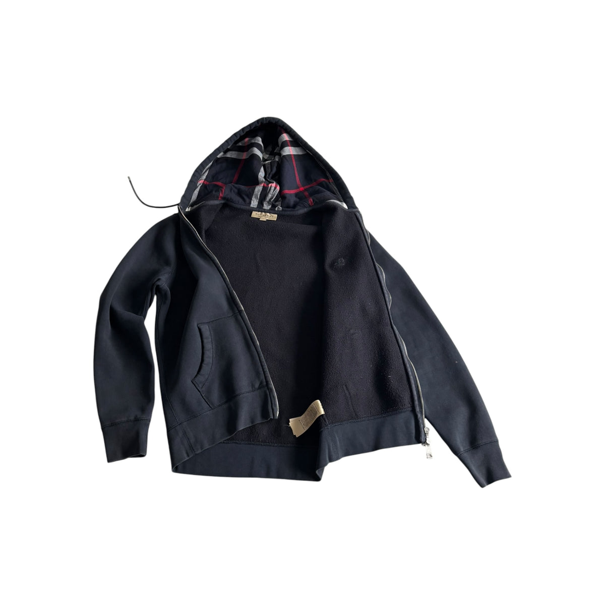 BURBERRY ZIP-UP CHECK HOODIE