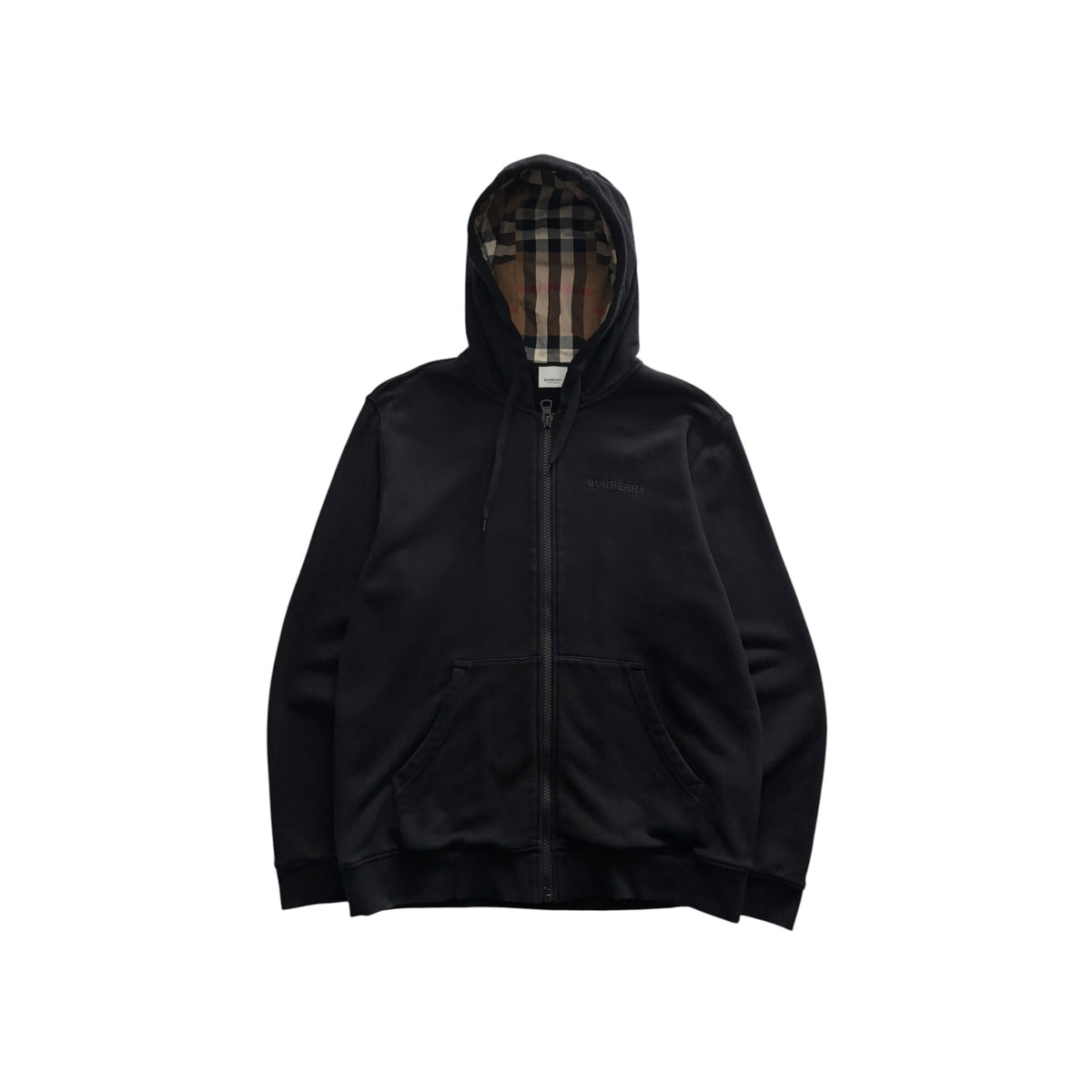 BURBERRY CHECK HOOD ZIP-UP HOODIE