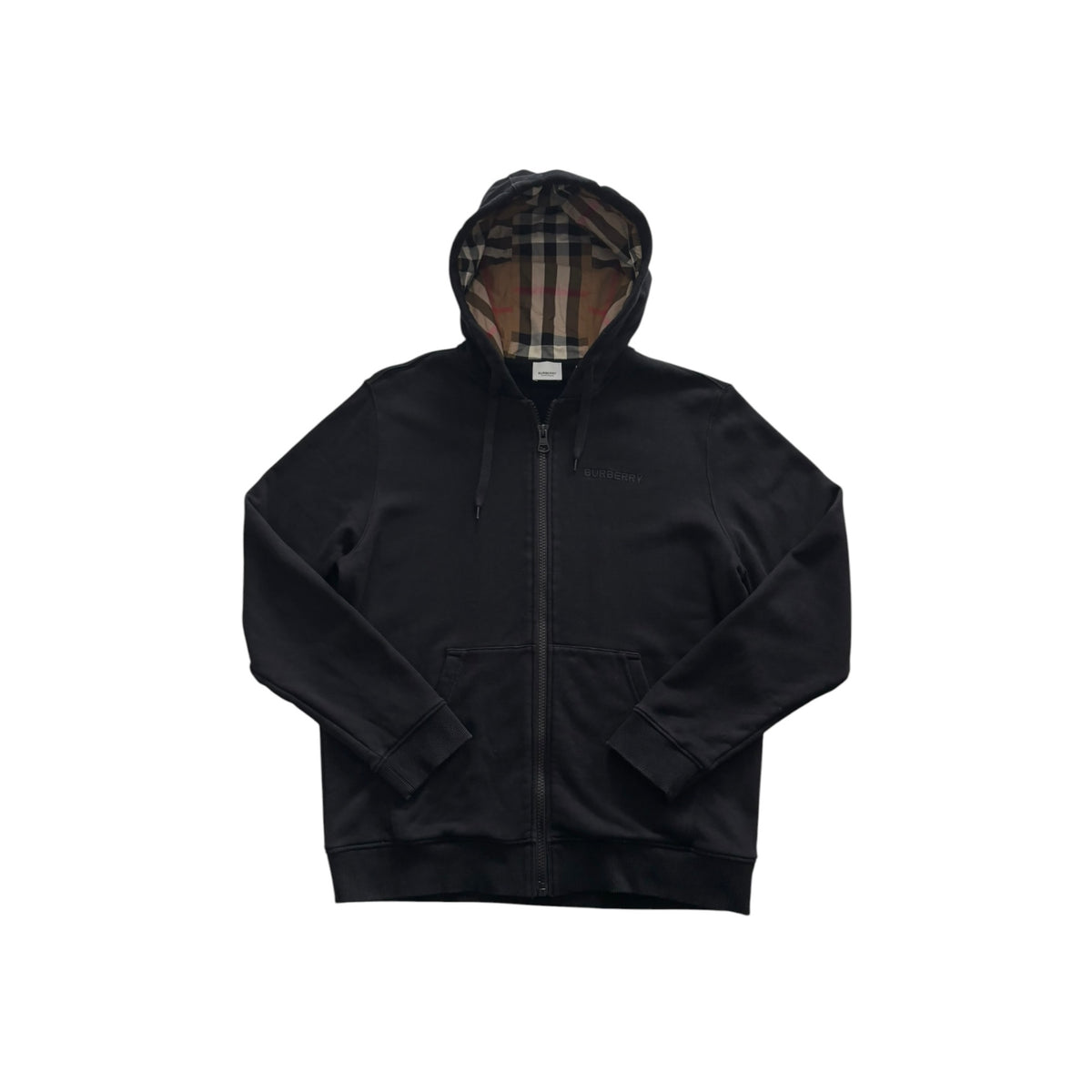 BURBERRY CHECK HOOD ZIP-UP HOODIE