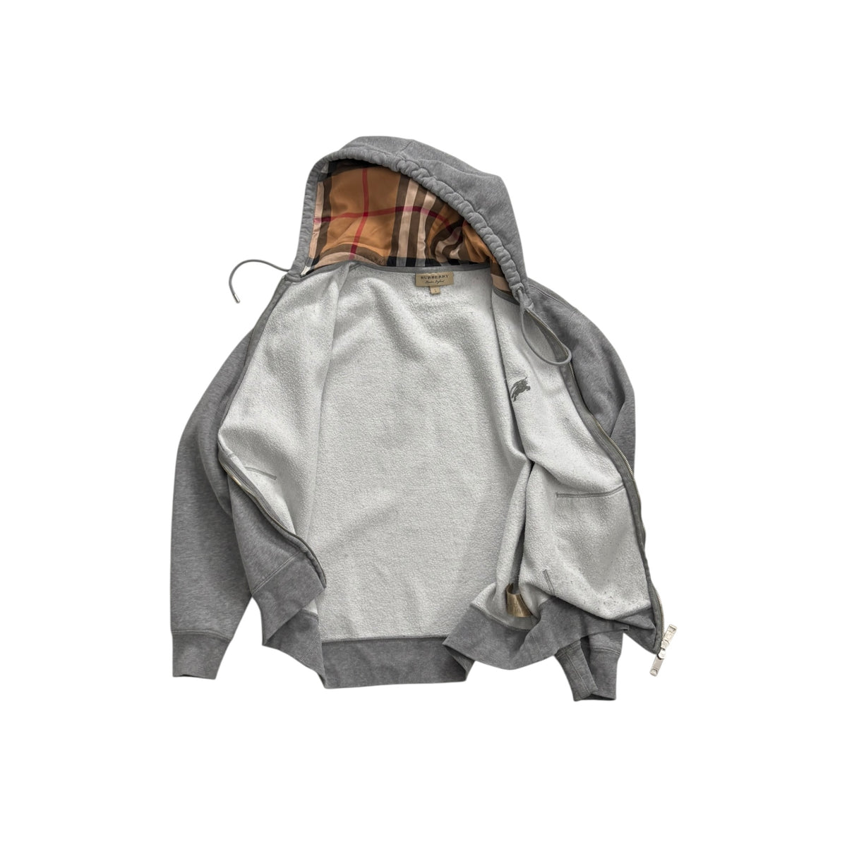 BURBERRY ZIP-UP CHECK HOODIE