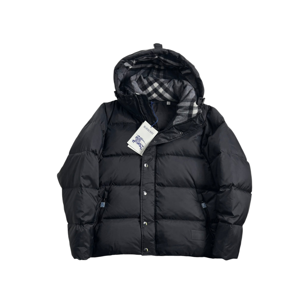 BURBERRY HALSBY CHECK COLLAR HOODED DOWN JACKET