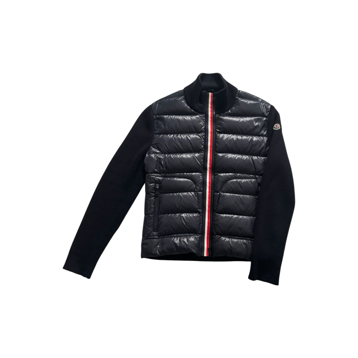 MONCLER PADDED TRICOLOR CARDIGAN